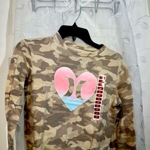 Hurley Kids Camo Long Sleeve Shirt - Pink and Blue Heart